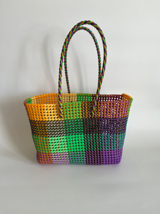 N°475L - SAC CABAS TRESSÉ MAIN - GRAND - multicolors