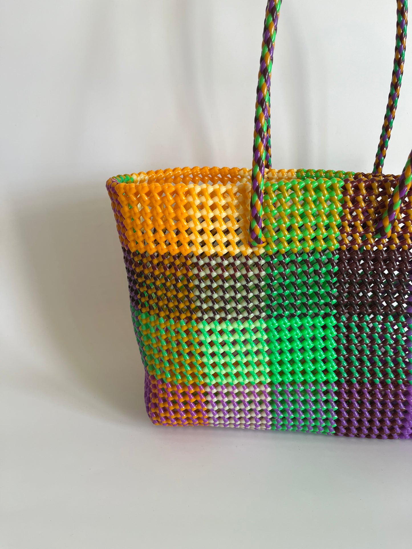 N°475L - SAC CABAS TRESSÉ MAIN - GRAND - multicolors