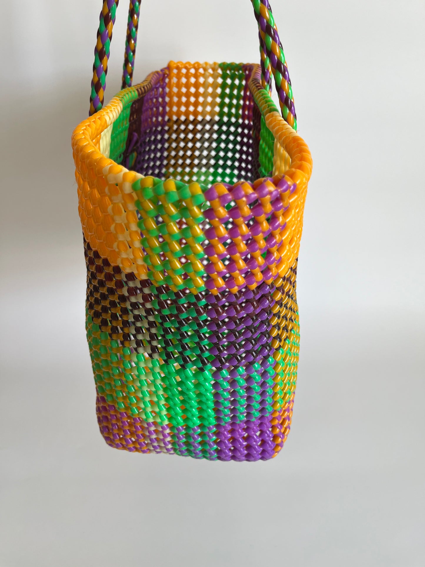 N°475L - SAC CABAS TRESSÉ MAIN - GRAND - multicolors