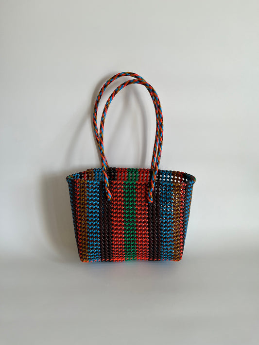 N°474M - SAC CABAS TRESSÉ MAIN - MOYEN - multicolors