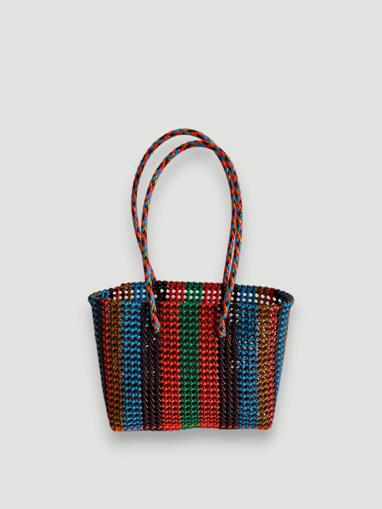 N°474M - SAC PANIER TRESSÉ MAIN - MOYEN - multicolors
