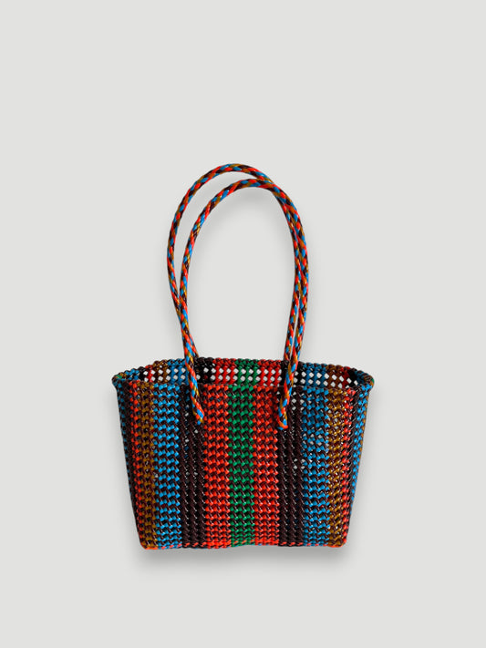 N°474M - SAC PANIER TRESSÉ MAIN - MOYEN - multicolors