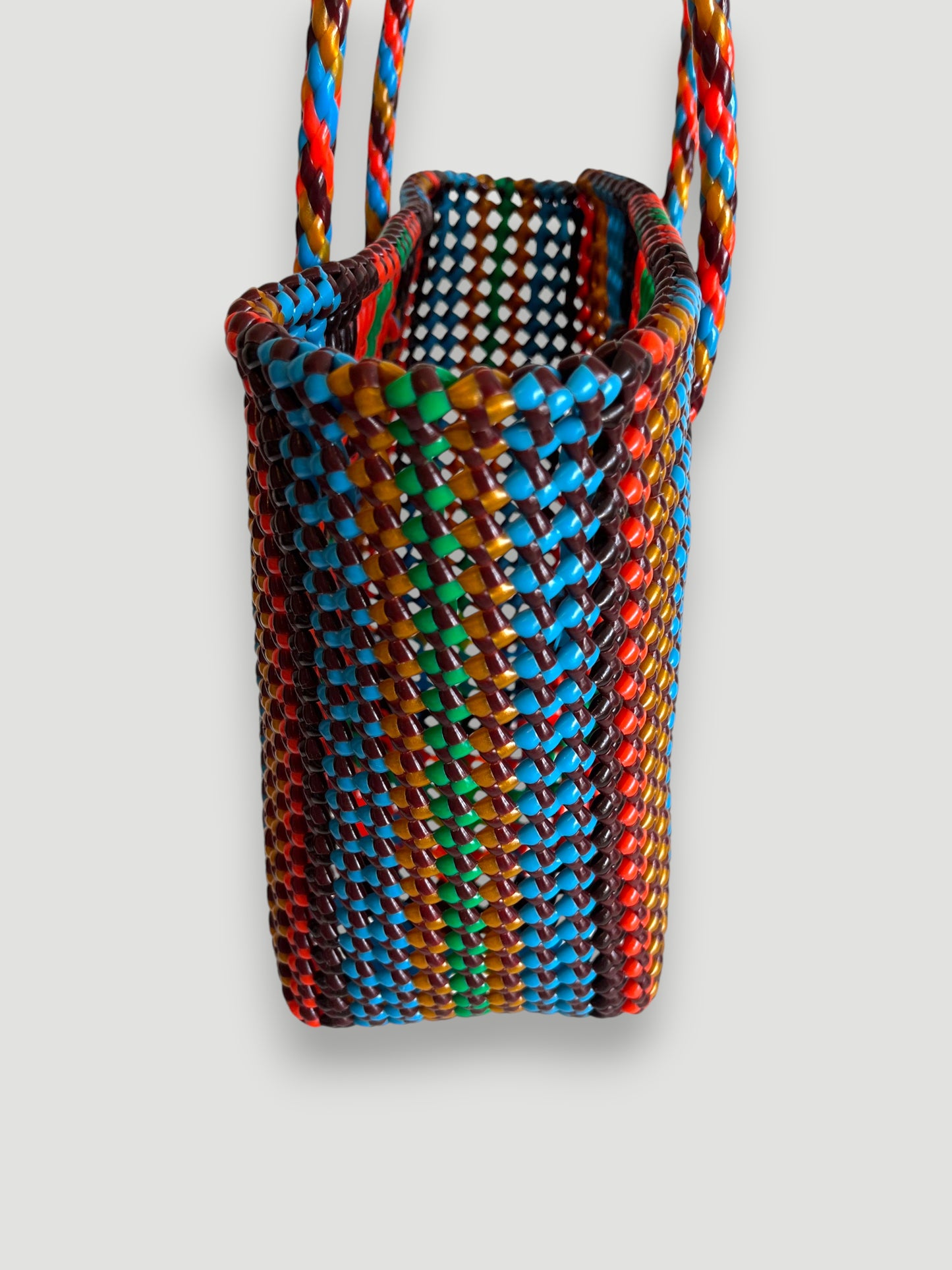 N°474M - SAC PANIER TRESSÉ MAIN - MOYEN - multicolors