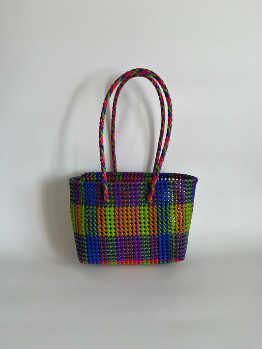 N°472M - SAC CABAS TRESSÉ MAIN - MOYEN - multicolors