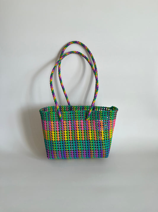 N°471M - SAC CABAS TRESSÉ MAIN - MOYEN - multicolors