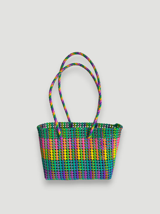 No. 471M - Hand-braided basket bag - medium - multicoloured