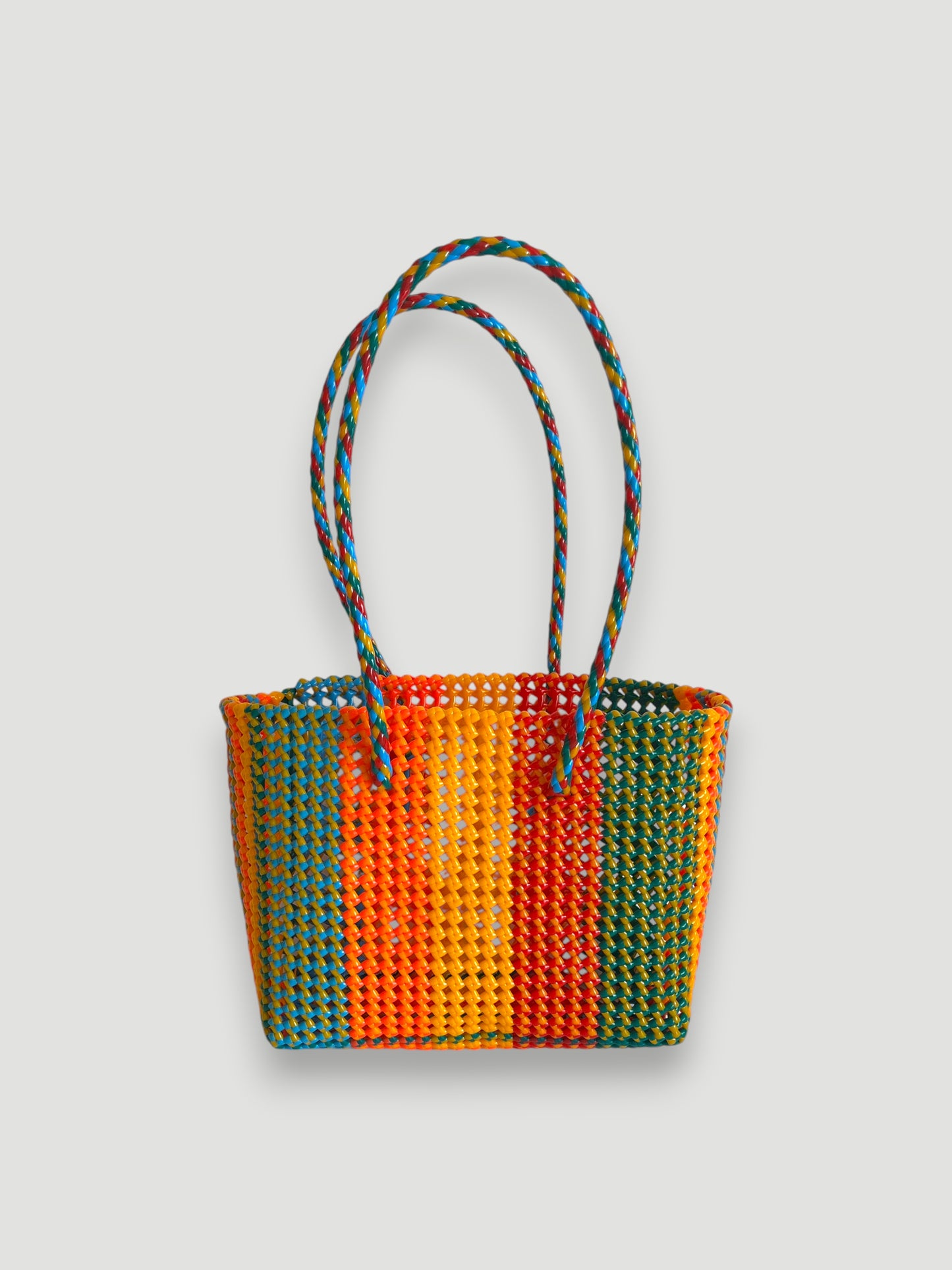 N°469M - SAC PANIER TRESSÉ MAIN - MOYEN - multicolors