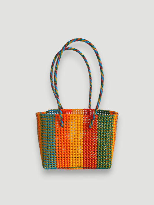 N°469M - SAC PANIER TRESSÉ MAIN - MOYEN - multicolors