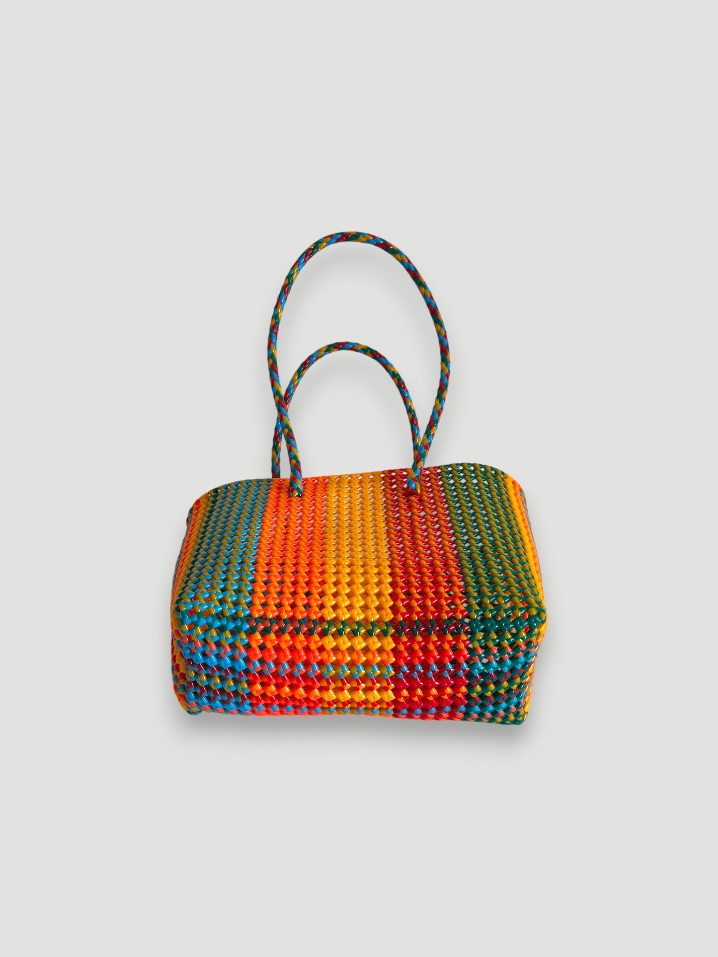 N°469M - SAC PANIER TRESSÉ MAIN - MOYEN - multicolors