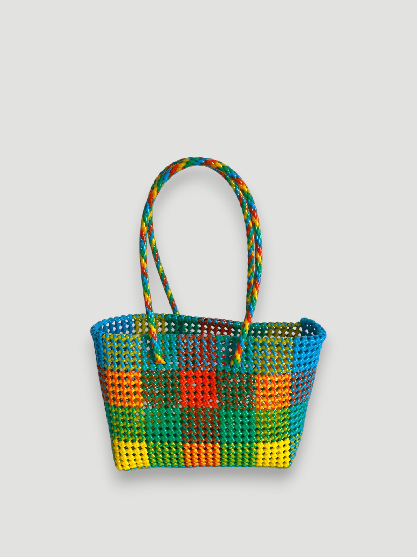 N°473M - SAC PANIER TRESSÉ MAIN - MOYEN - multicolors