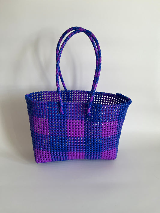 N°5L - SAC CABAS IMPARFAIT - GRAND - violet & bleu foncé
