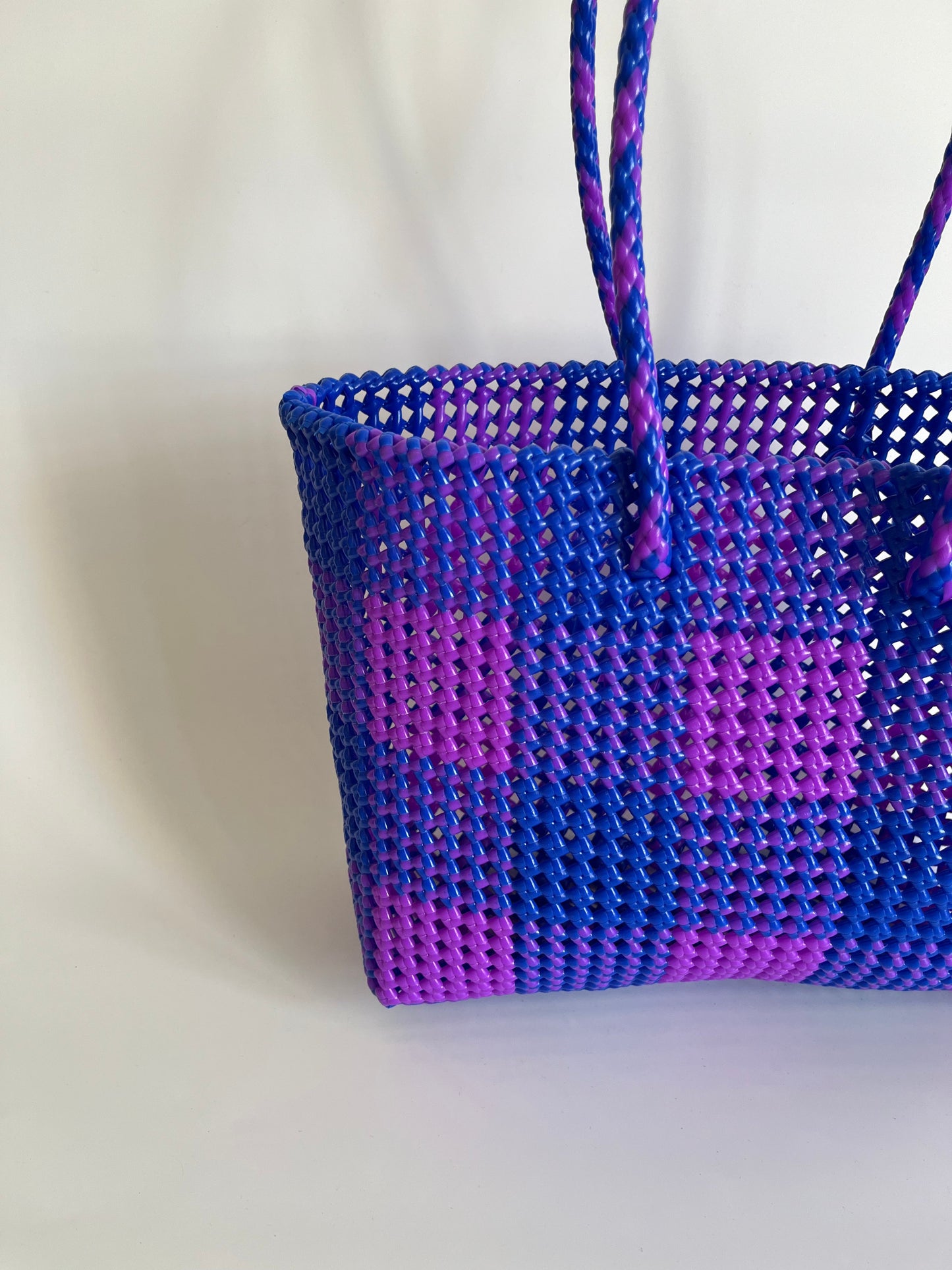 N°5L - SAC PANIER IMPARFAIT - GRAND - violet & bleu foncé
