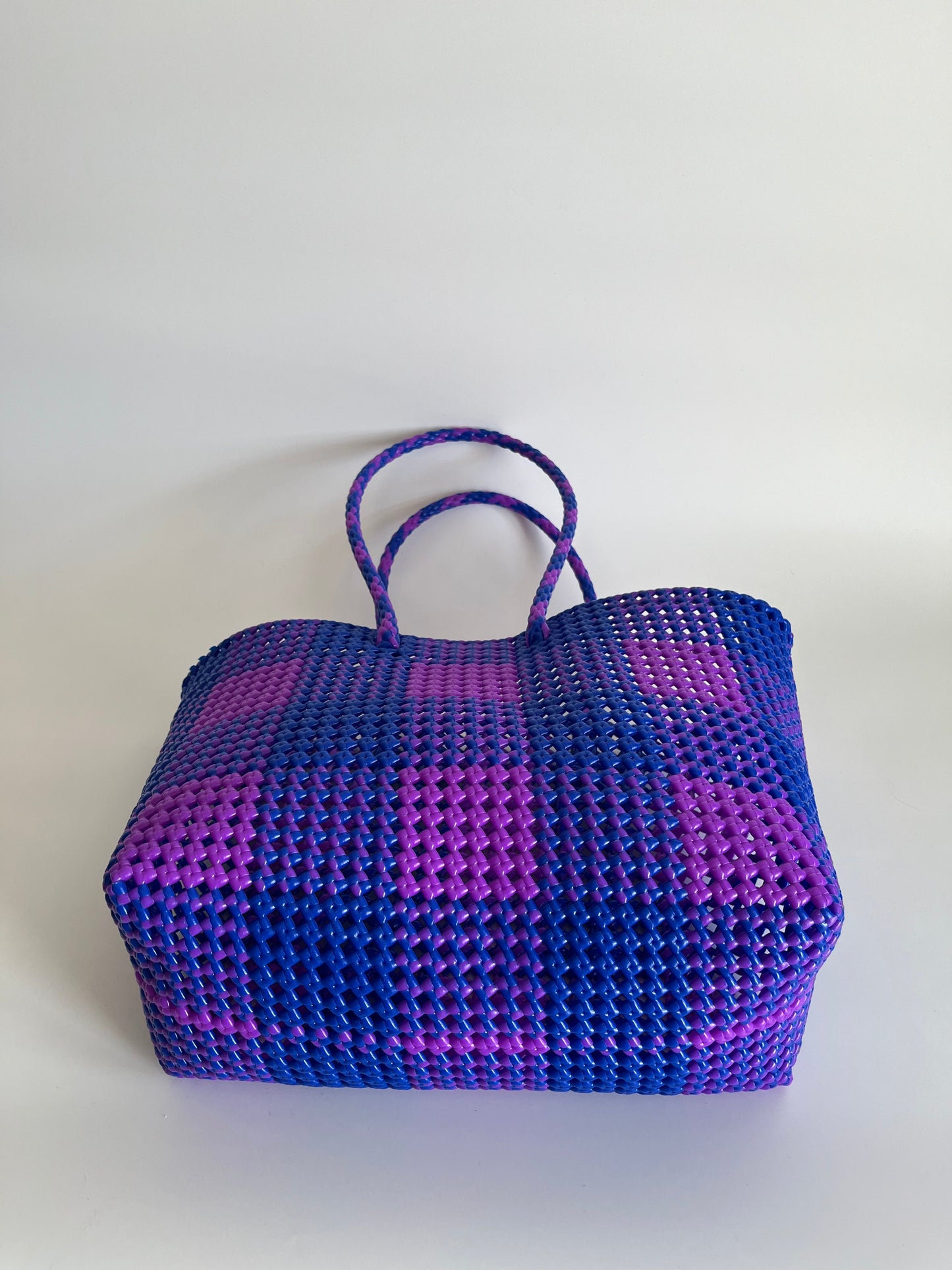 N°5L - SAC PANIER IMPARFAIT - GRAND - violet & bleu foncé