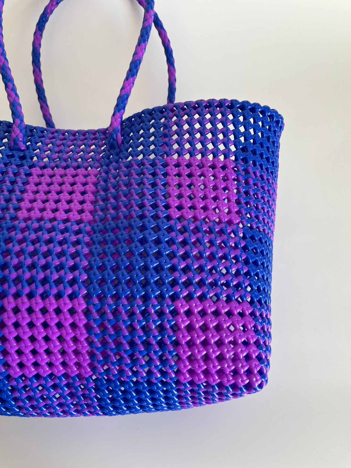 N°5L - SAC PANIER IMPARFAIT - GRAND - violet & bleu foncé