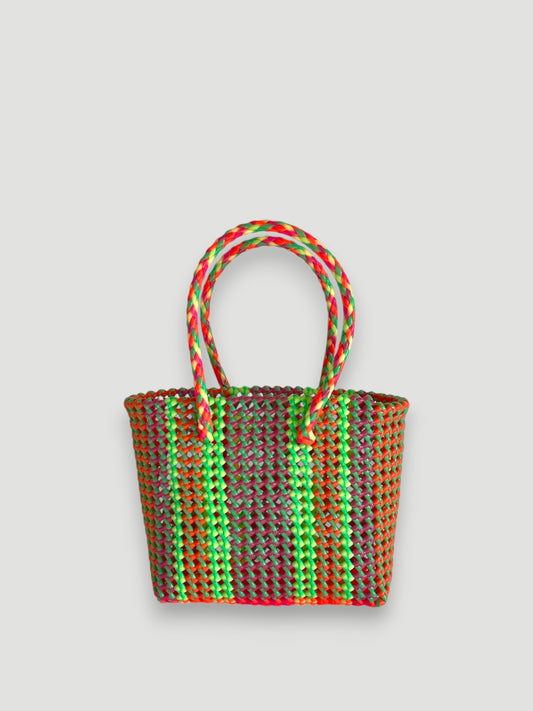 No. 248S - Hand-braided basket bag - small - multicoloured