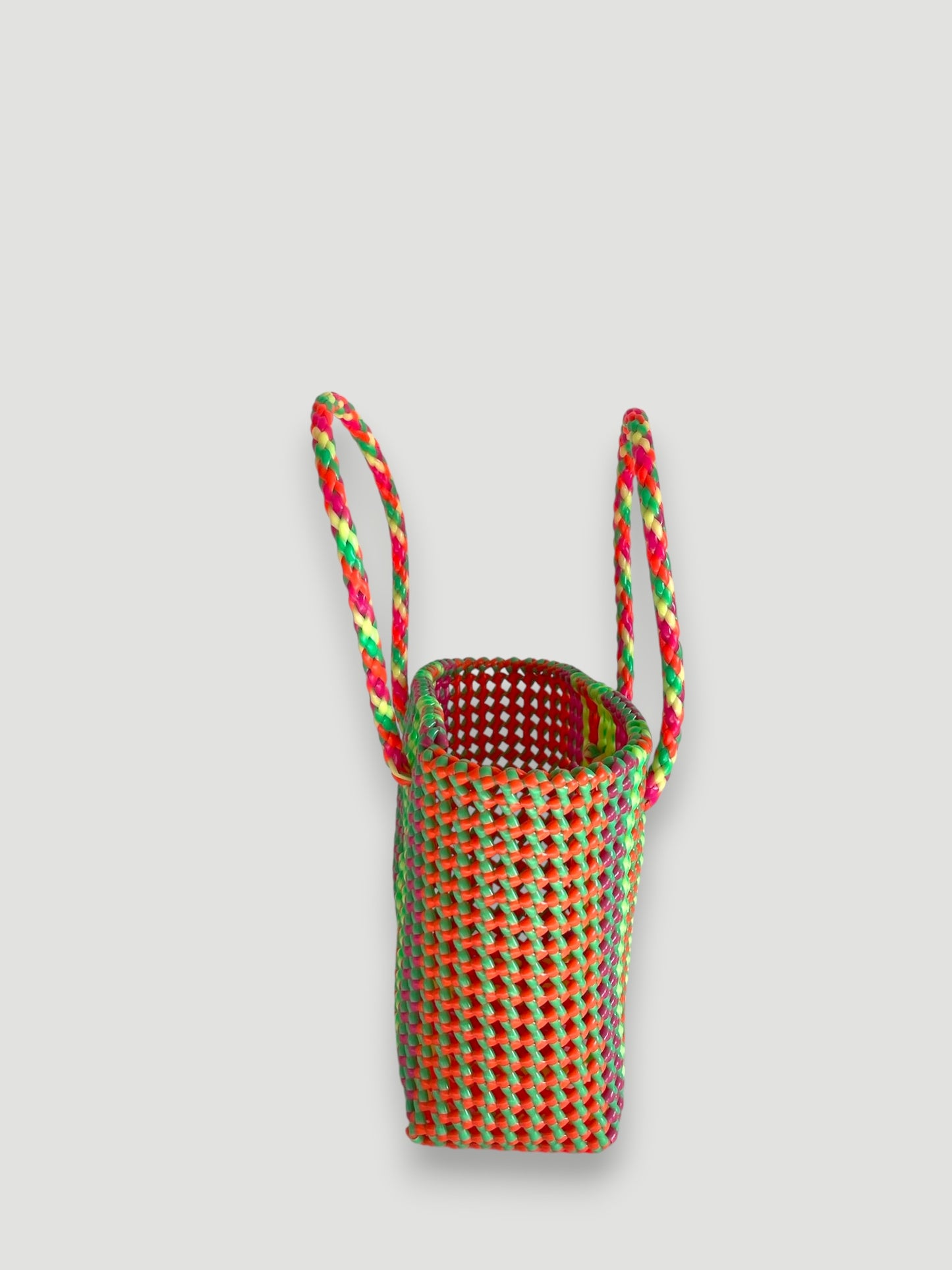 N°248S - SAC PANIER TRESSÉ MAIN - PETIT - multicolors