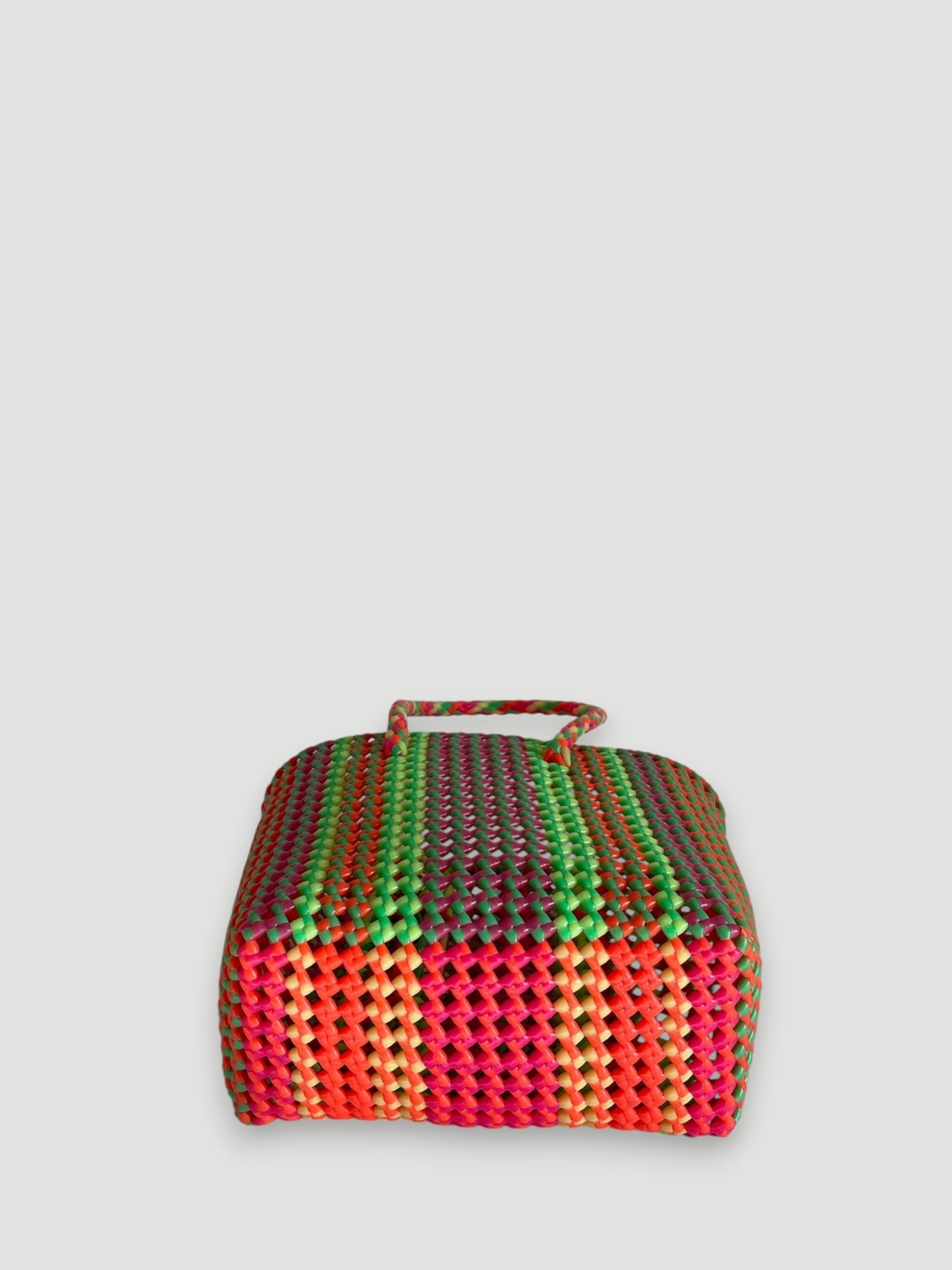 N°248S - SAC PANIER TRESSÉ MAIN - PETIT - multicolors
