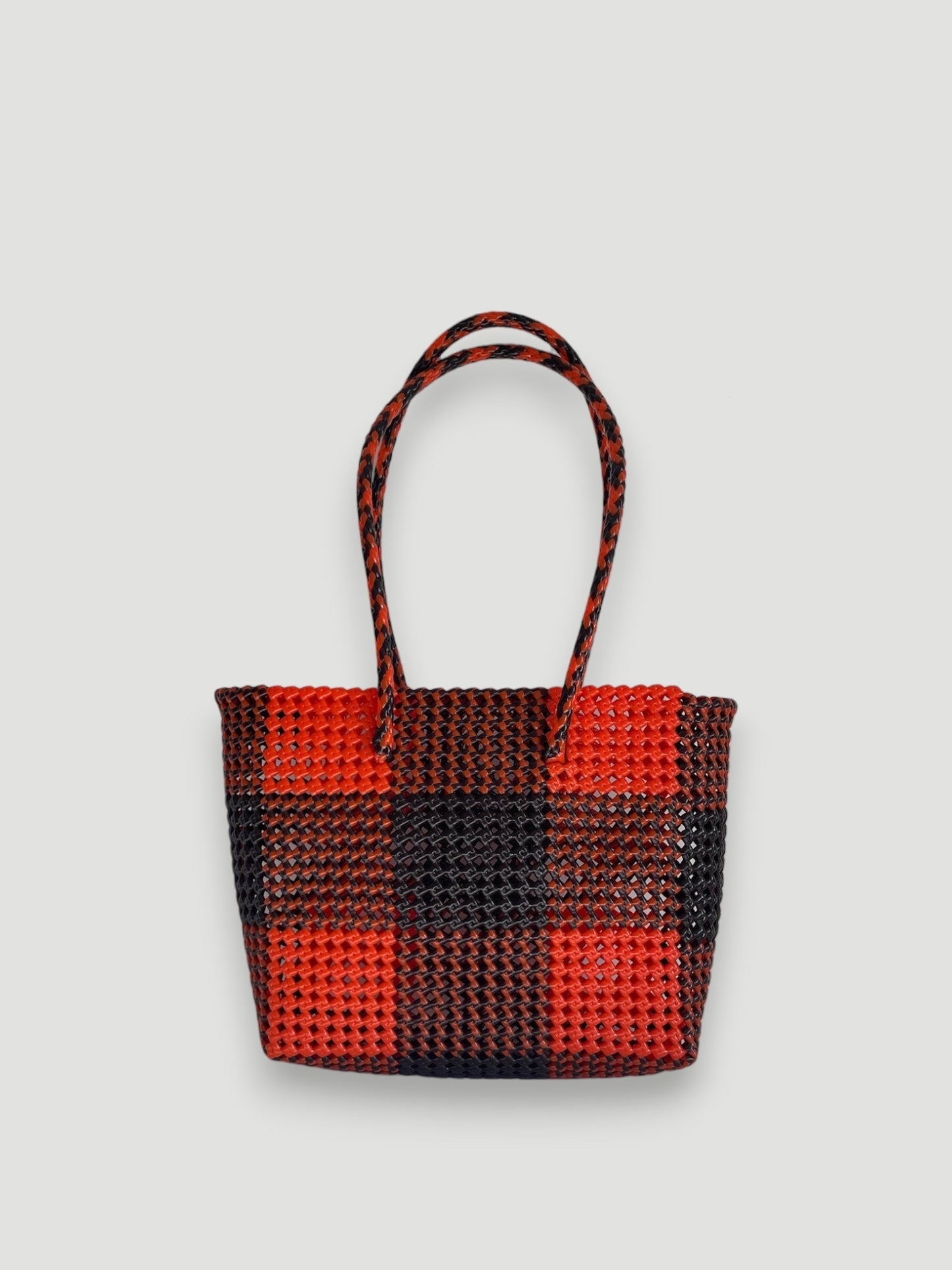 N°252M - SAC PANIER TRESSÉ MAIN - MOYEN - marron & orange