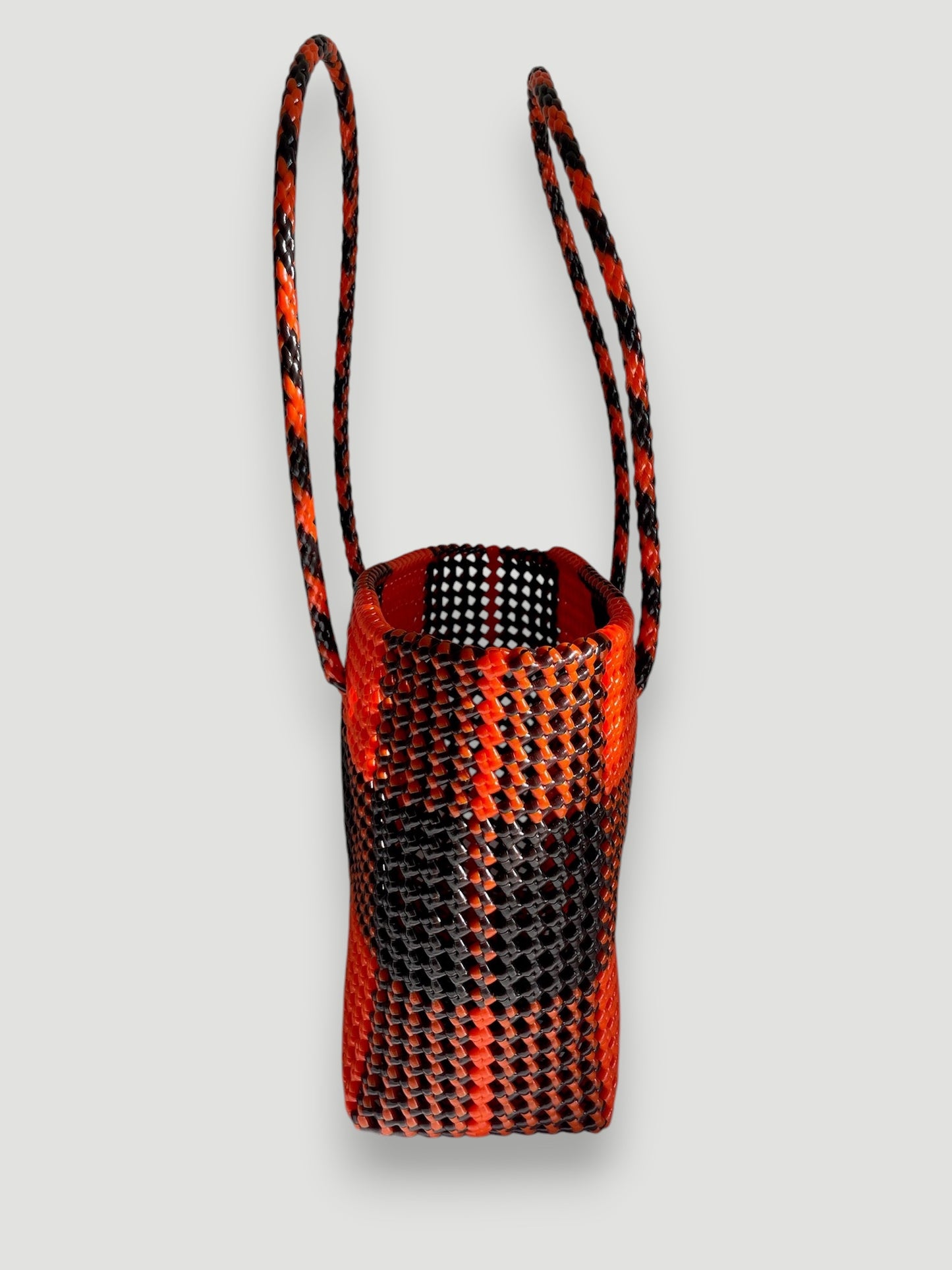 N°252M - SAC PANIER TRESSÉ MAIN - MOYEN - marron & orange