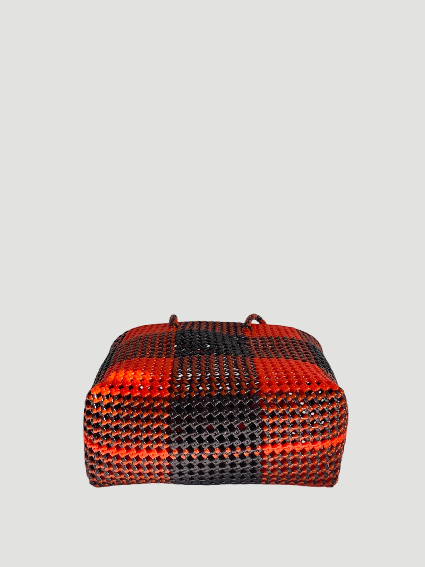 N°252M - SAC PANIER TRESSÉ MAIN - MOYEN - marron & orange