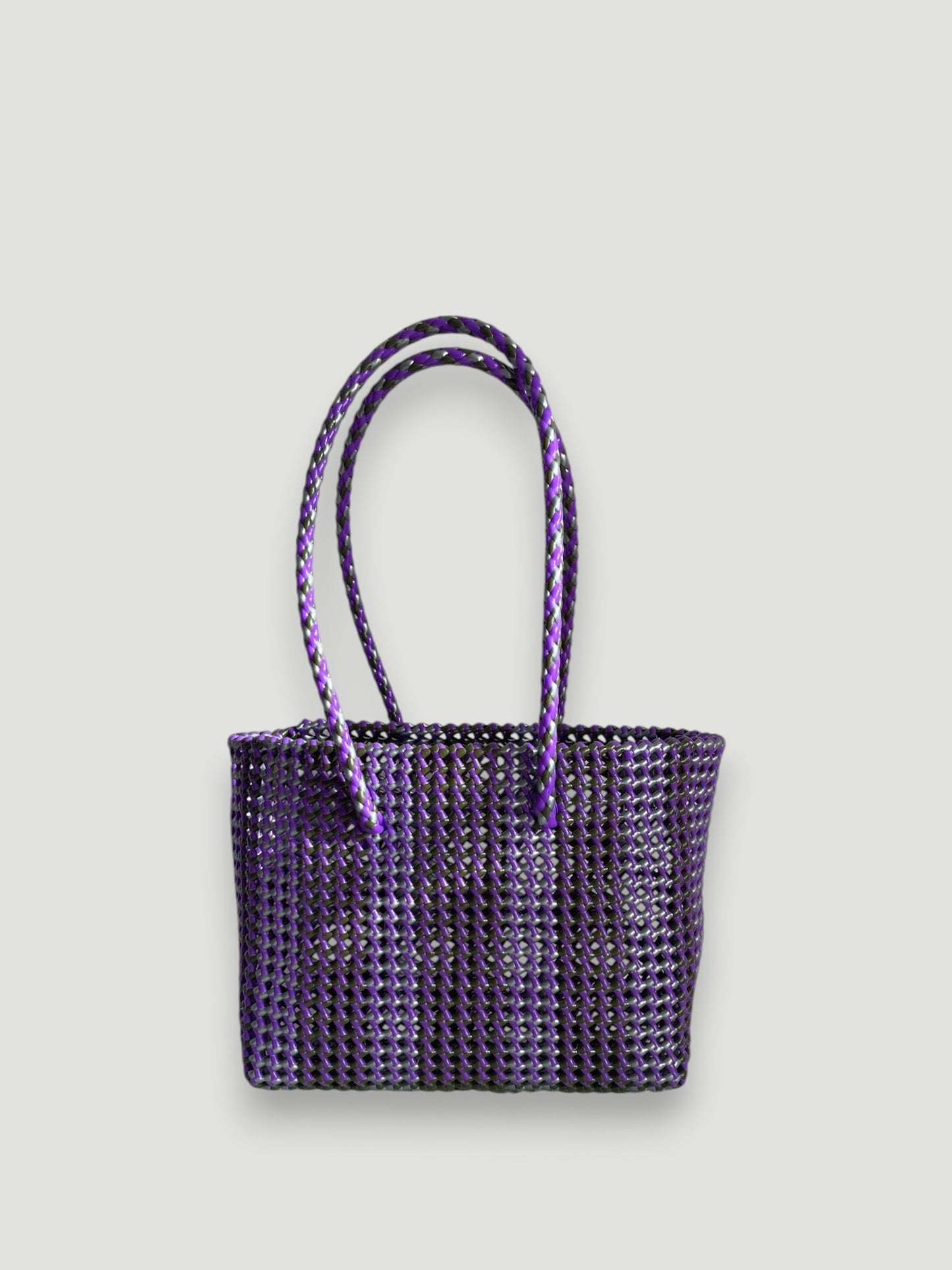 N°256M - SAC PANIER TRESSÉ MAIN - MOYEN - multicolors