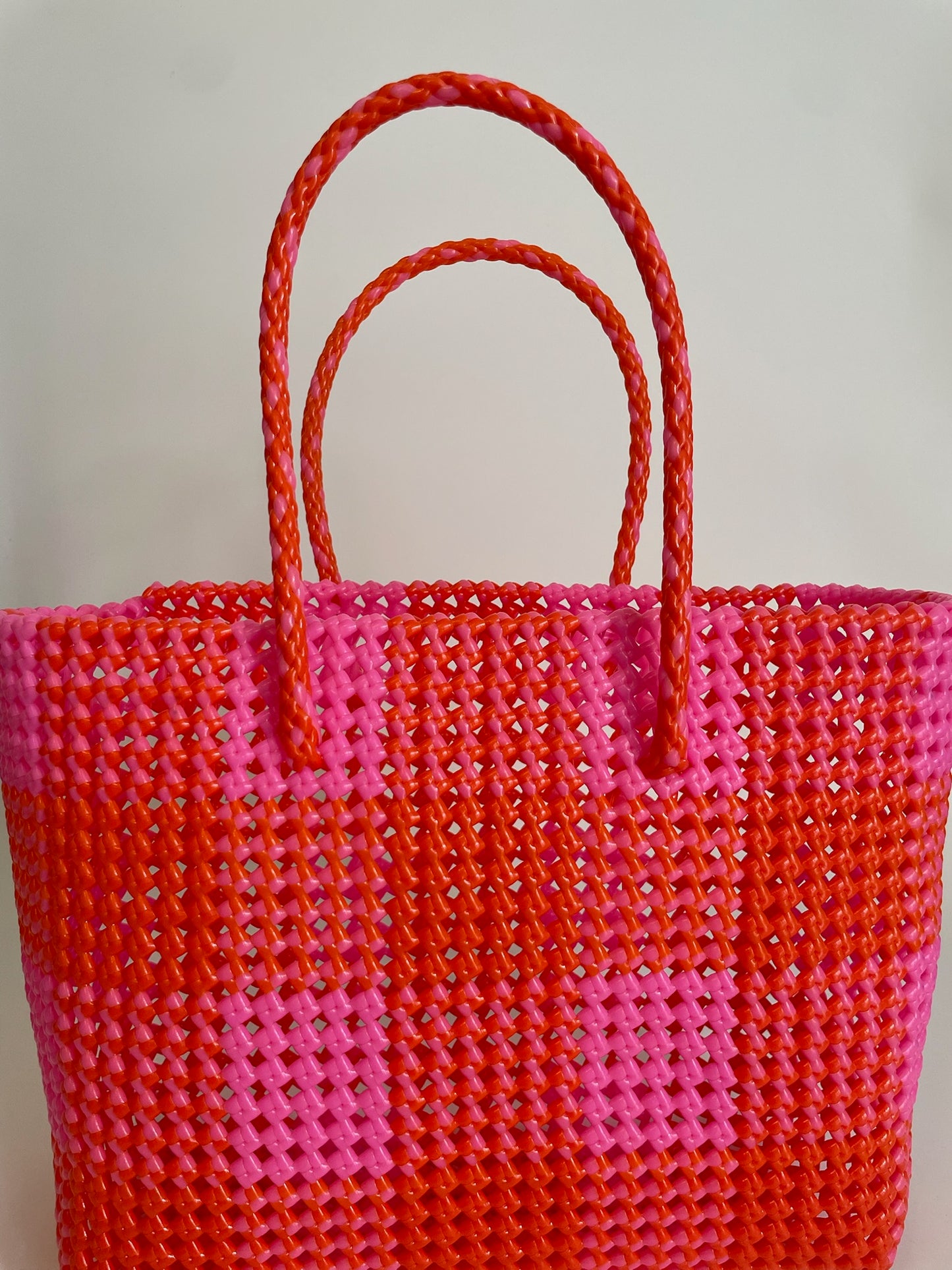 N°12L - SAC COLORÉ - GRAND - rose clair & rouge