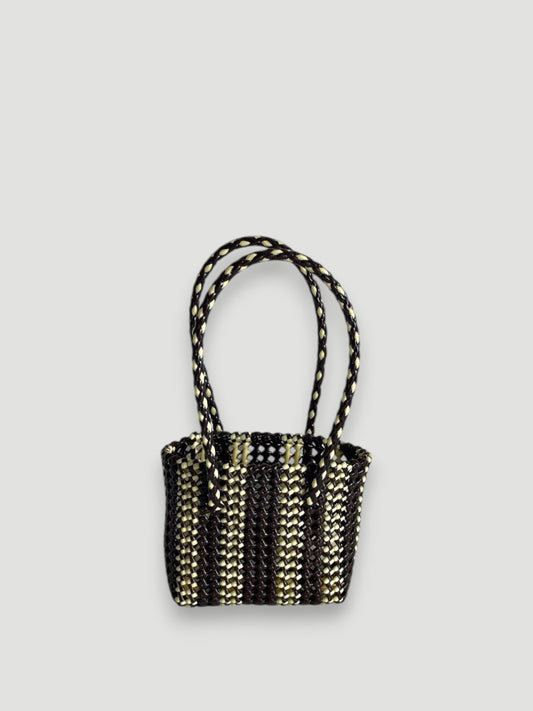 No. 181XS - Hand-braided basket bag - mini - brown &amp; cream