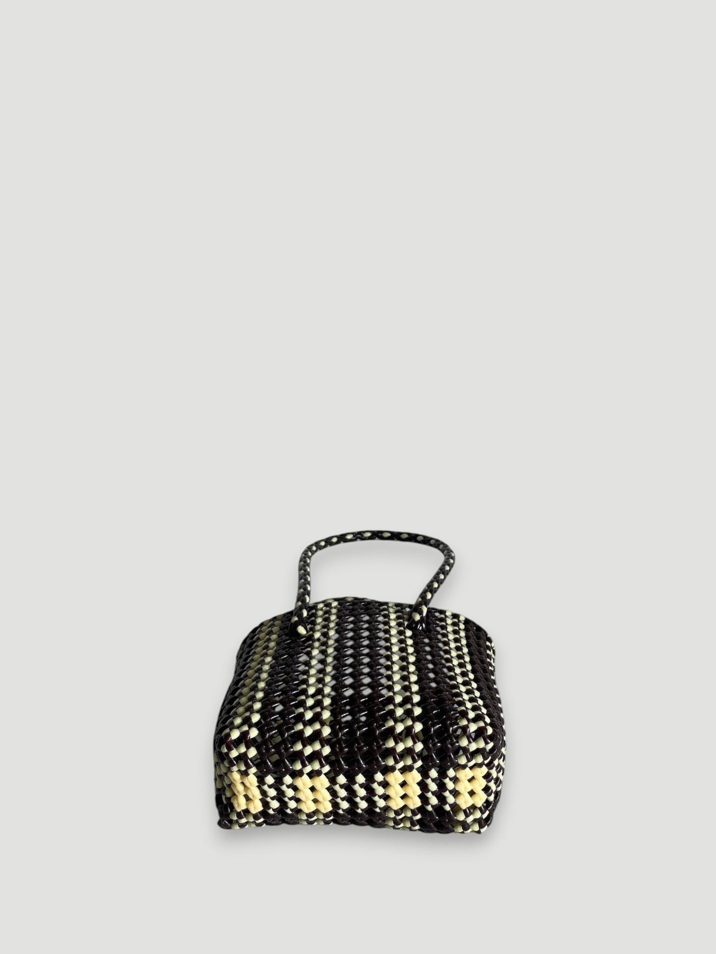 N°181XS - SAC PANIER TRESSÉ MAIN - MINI - marron & crème