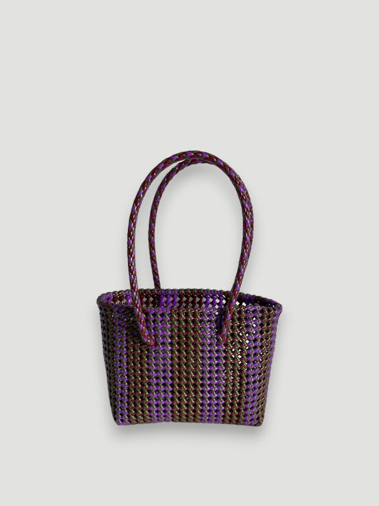 No. 261S - Hand-braided basket bag - small - multicoloured