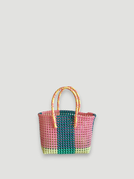 No. 270S - Hand-braided basket bag - small - multicoloured