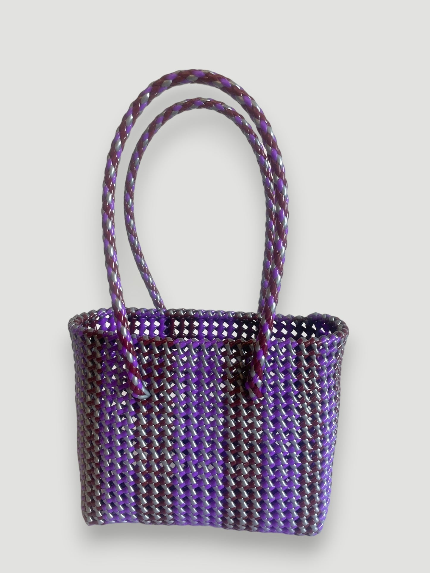 N°267S - SAC PANIER TRESSÉ MAIN - PETIT - multicolors