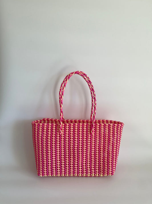 N°492XL - SAC PANIER TRESSÉ MAIN - MAXI - multicolors