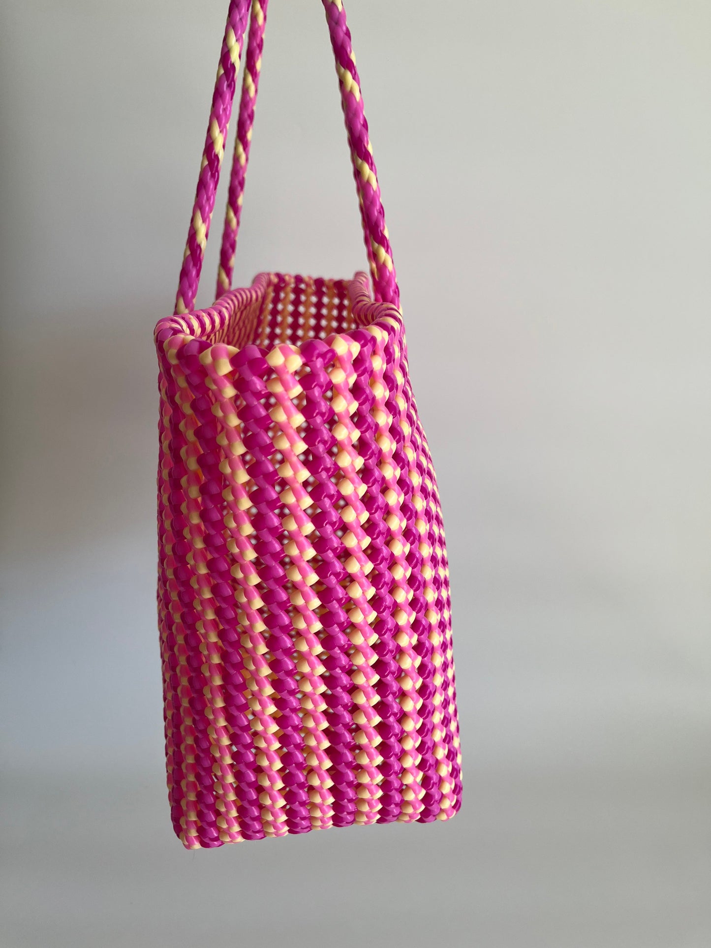 N°492XL - SAC PANIER TRESSÉ MAIN - MAXI - multicolors