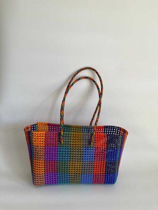 N°494XL - SAC PANIER TRESSÉ MAIN - MAXI - multicolors