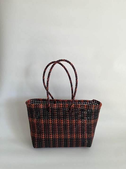 N°495L - SAC PANIER TRESSÉ MAIN - GRAND - multicolors