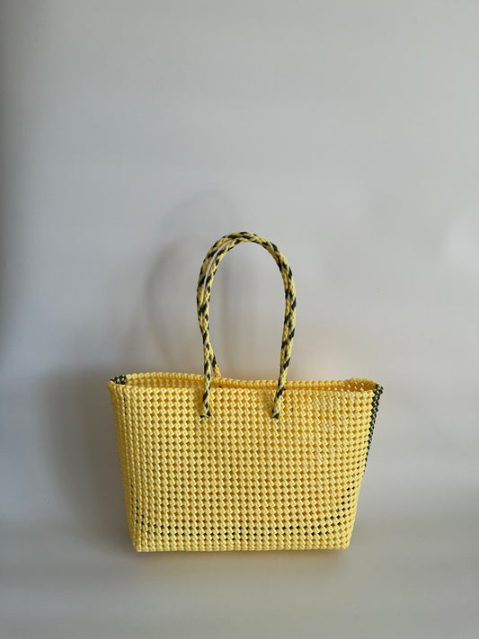 N°347L - SAC CABAS TRESSÉ MAIN - GRAND - crème & kaki