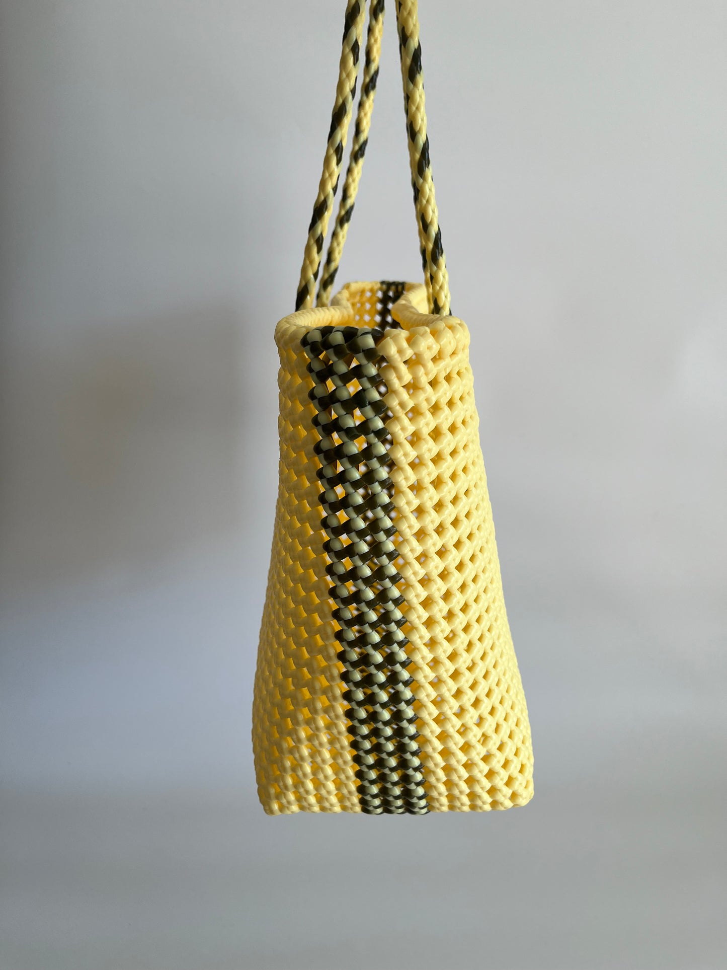 N°347L - SAC CABAS TRESSÉ MAIN - GRAND - crème & kaki