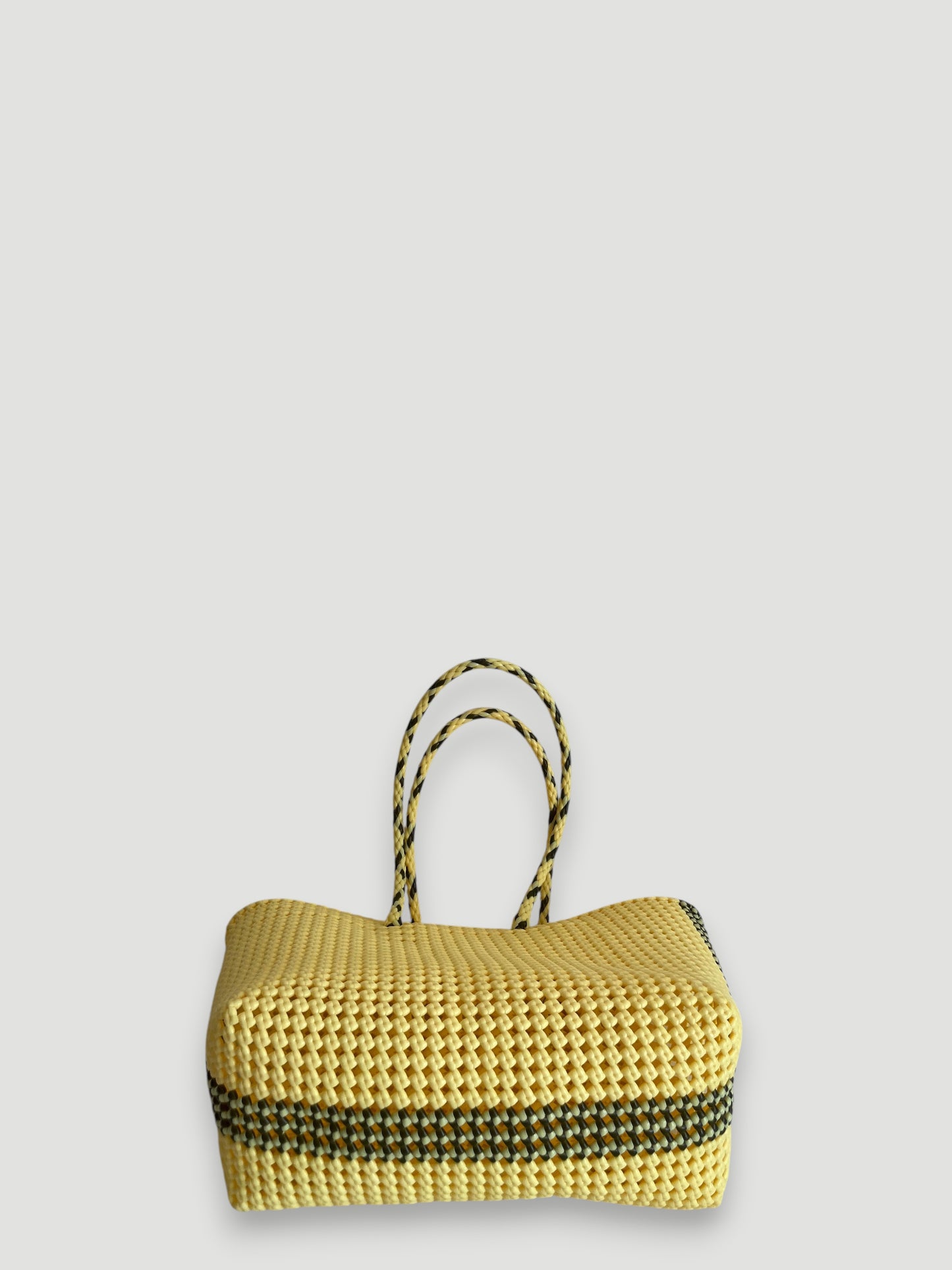 N°347L bis - SAC PANIER TRESSÉ MAIN - GRAND - crème & kaki