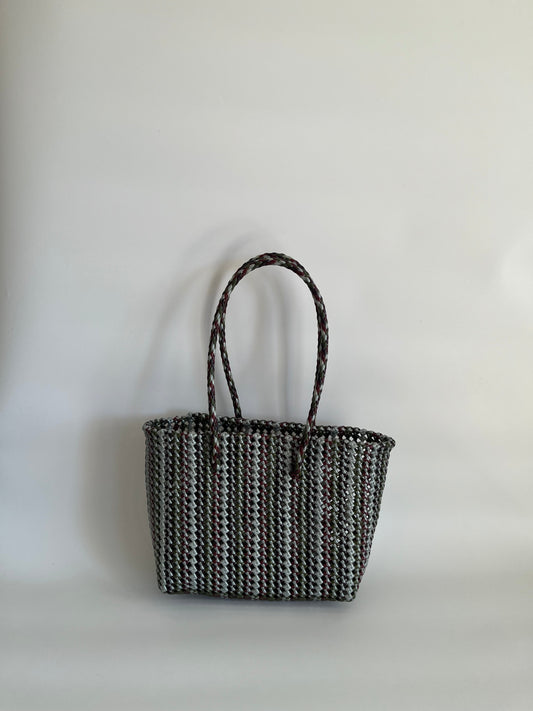 N°503M - SAC PANIER TRESSÉ MAIN - MOYEN - multicolors