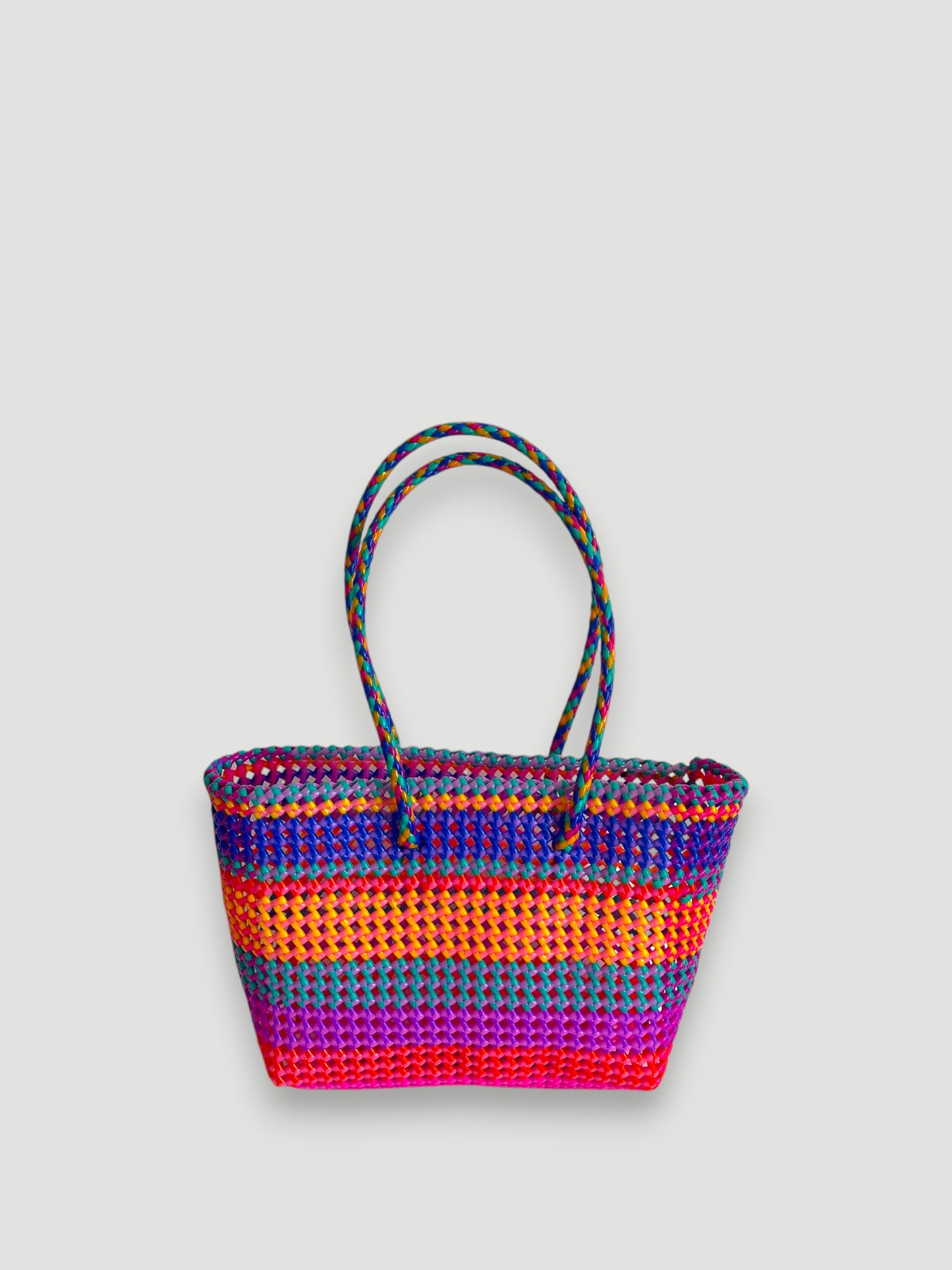 N°499M - SAC PANIER TRESSÉ MAIN - MOYEN - multicolors