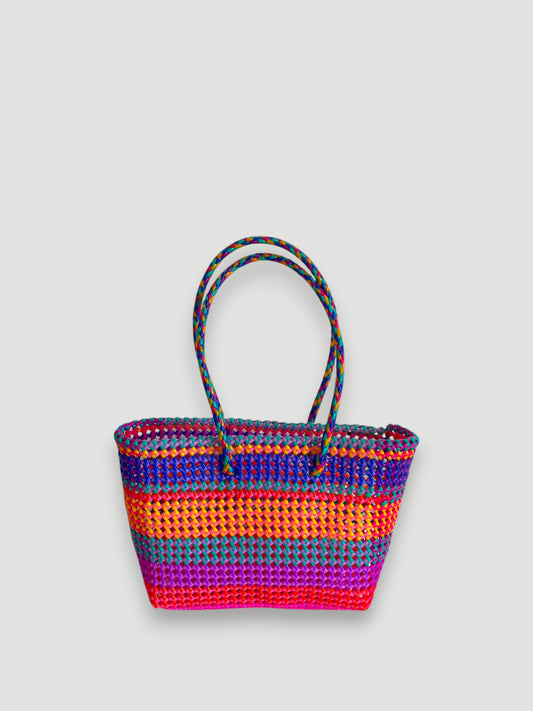 N°499M - SAC PANIER TRESSÉ MAIN - MOYEN - multicolors