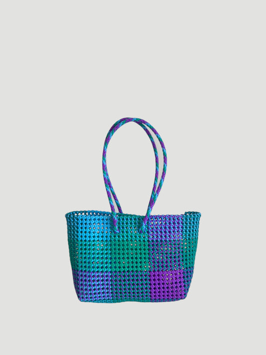 N°500M - SAC PANIER TRESSÉ MAIN - MOYEN - multicolors