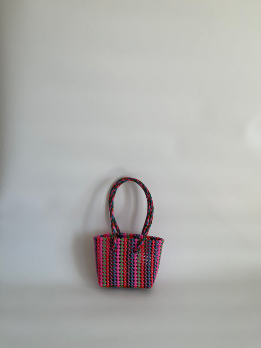 N°504XS - SAC CABAS TRESSÉ MAIN - MINI - multicolors