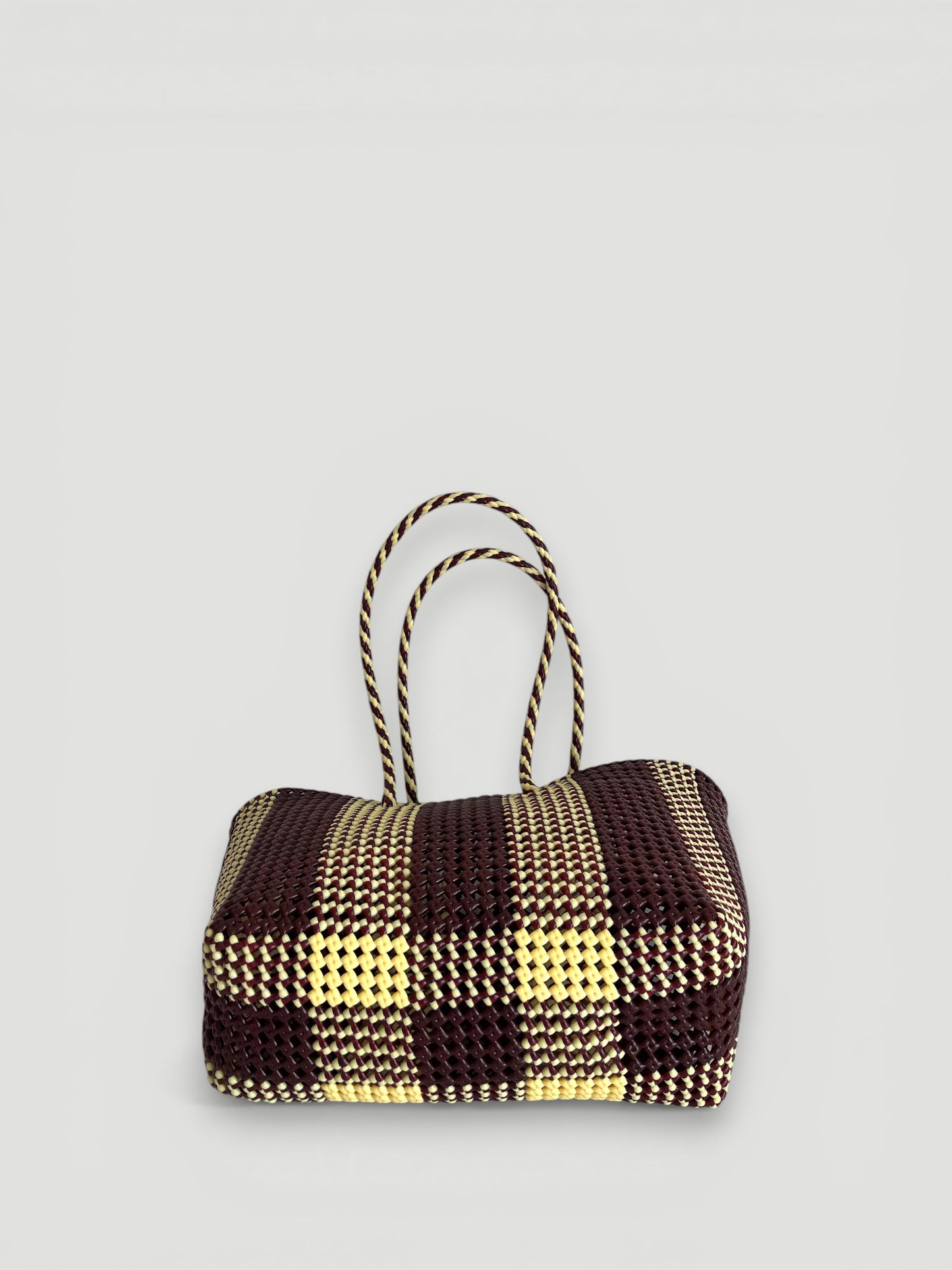 N°181L bis - SAC PANIER TRESSÉ  MAIN - GRAND - marron & crème