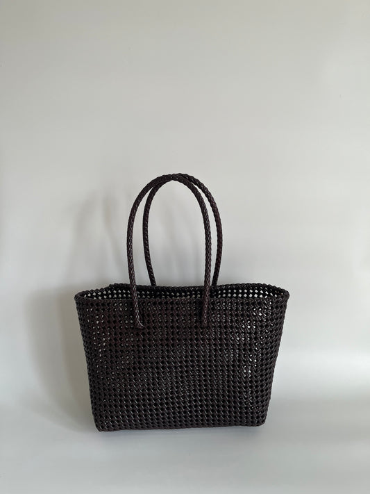 N°266L - SAC PANIER TRESSÉ MAIN - GRAND - marron