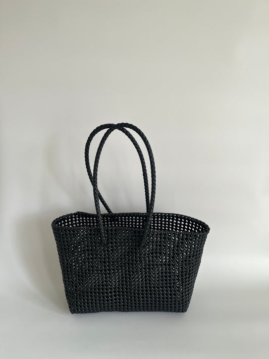 N°47L - SAC PANIER TRESSÉ MAIN - GRAND - noir