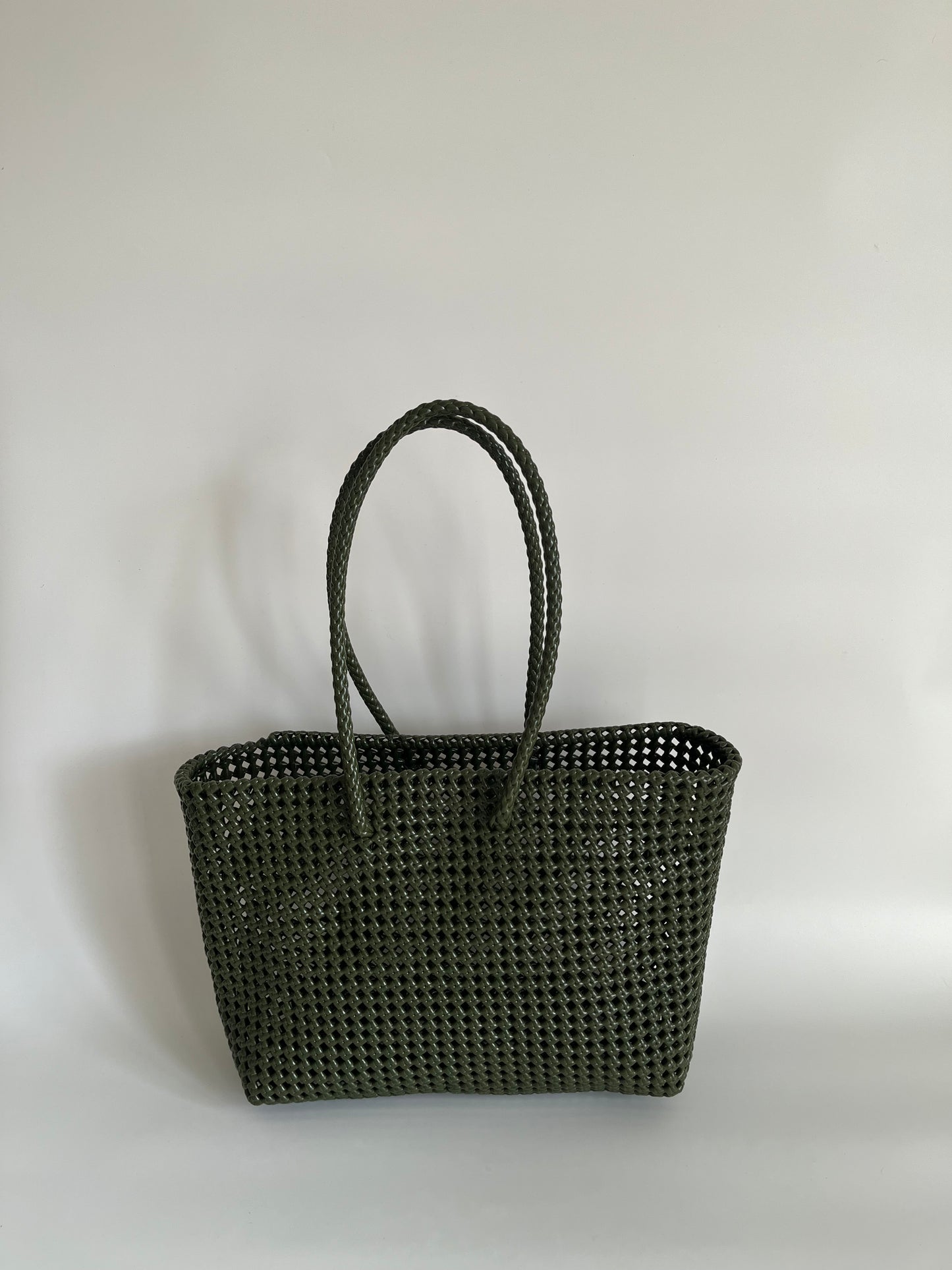 N°45L - SAC PANIER TRESSÉ MAIN - GRAND - kaki