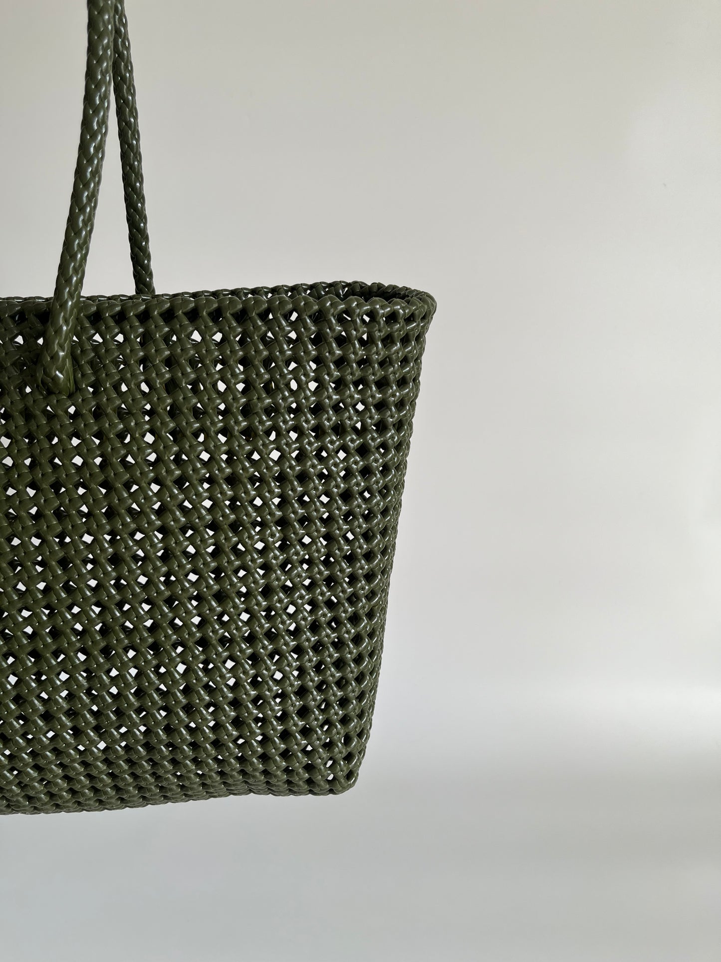 N°45L - SAC PANIER TRESSÉ MAIN - GRAND - kaki