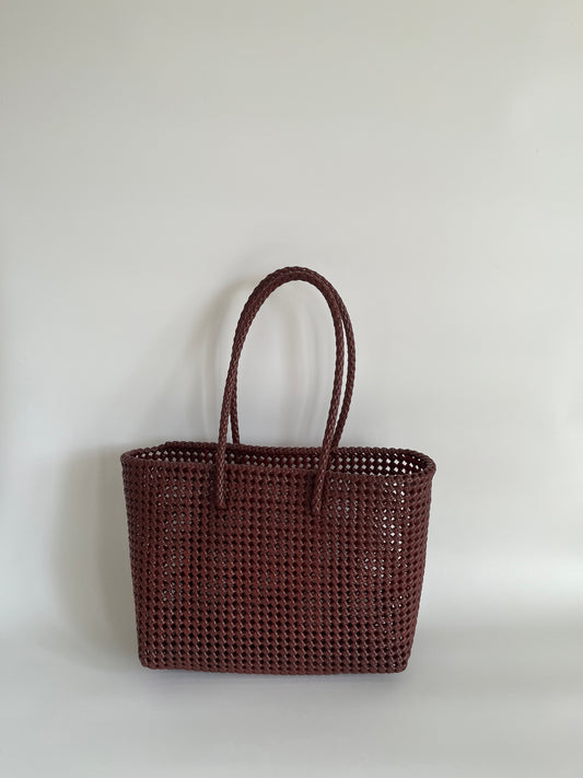 N°257L - SAC PANIER TRESSÉ MAIN - GRAND - bordeaux