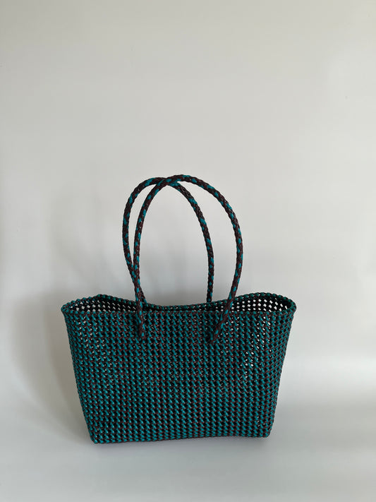 N°306L - SAC PANIER TRESSÉ MAIN - GRAND - multicolors